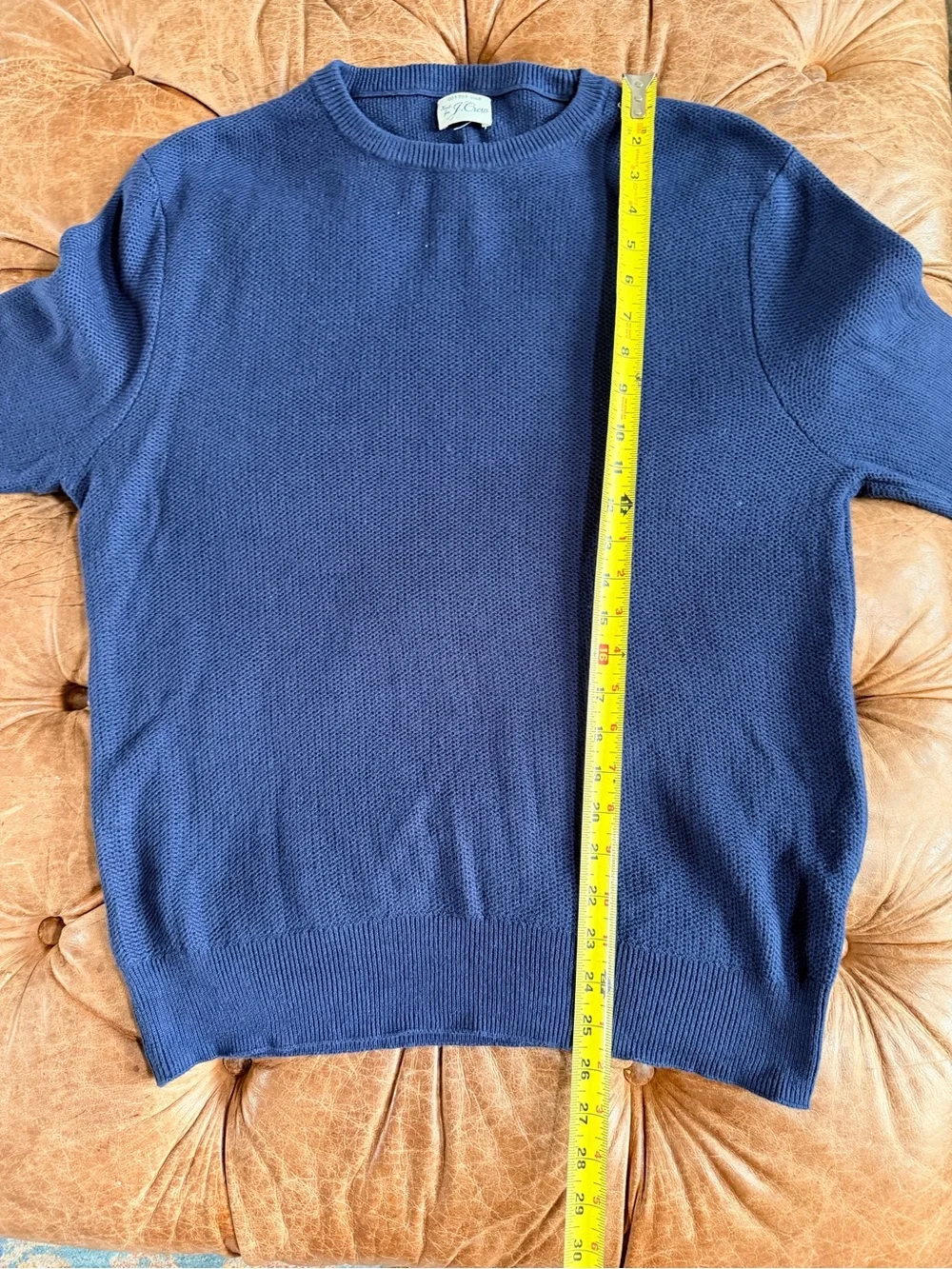 J.Crew Men’s L Cotton Silk Crewneck Sweater Navy Blue Lightweight Knit